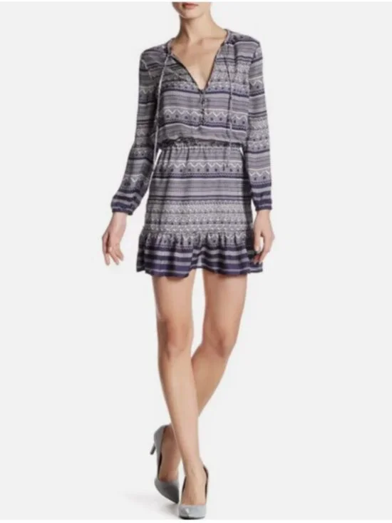 Veronica Beard Silk Agathe Mini Dress Size 0 Prussian Blue Ruffle Boho Bohemian - Picture 11 of 12